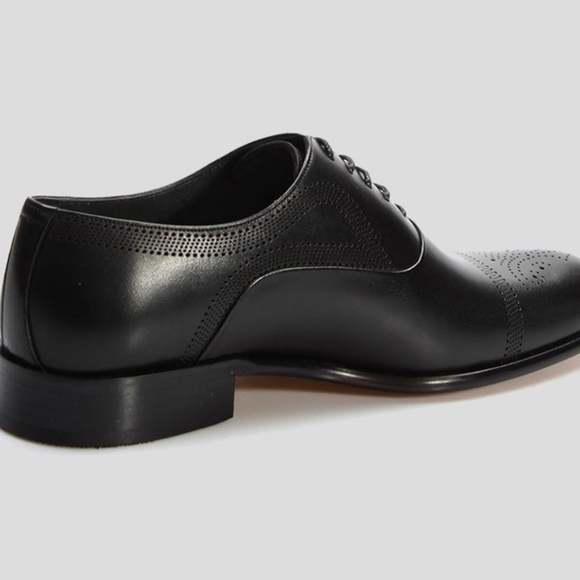 Sposami Black Men's Genuine Leather Oxford Shoes - Leather Sole - Picture 3 of 6